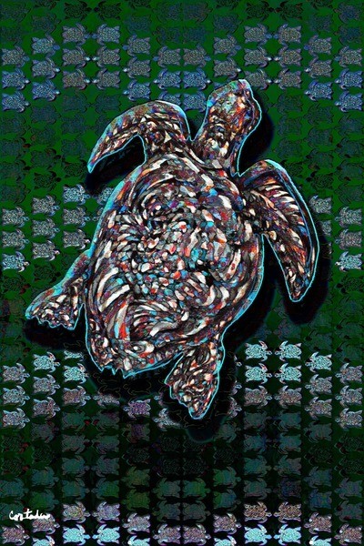 Xavier Cortada, Kemps ridley sea turtle, digital art, 2015