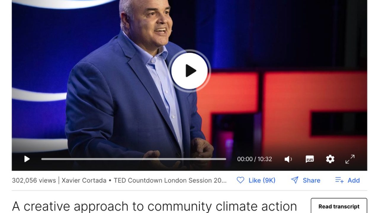 XAVIER CORTADA presenting his TED talk, "A creative approach to community climate action"